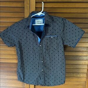 Craft & Flow Navy Blue Short Sleeve Button-Up Shirt Size 5